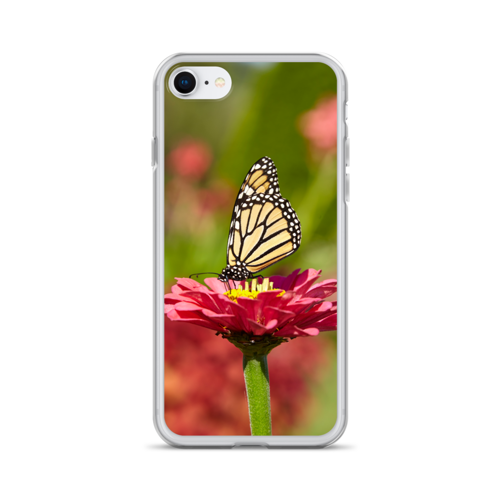 Monarch on Pink Zinnia Case for iPhone