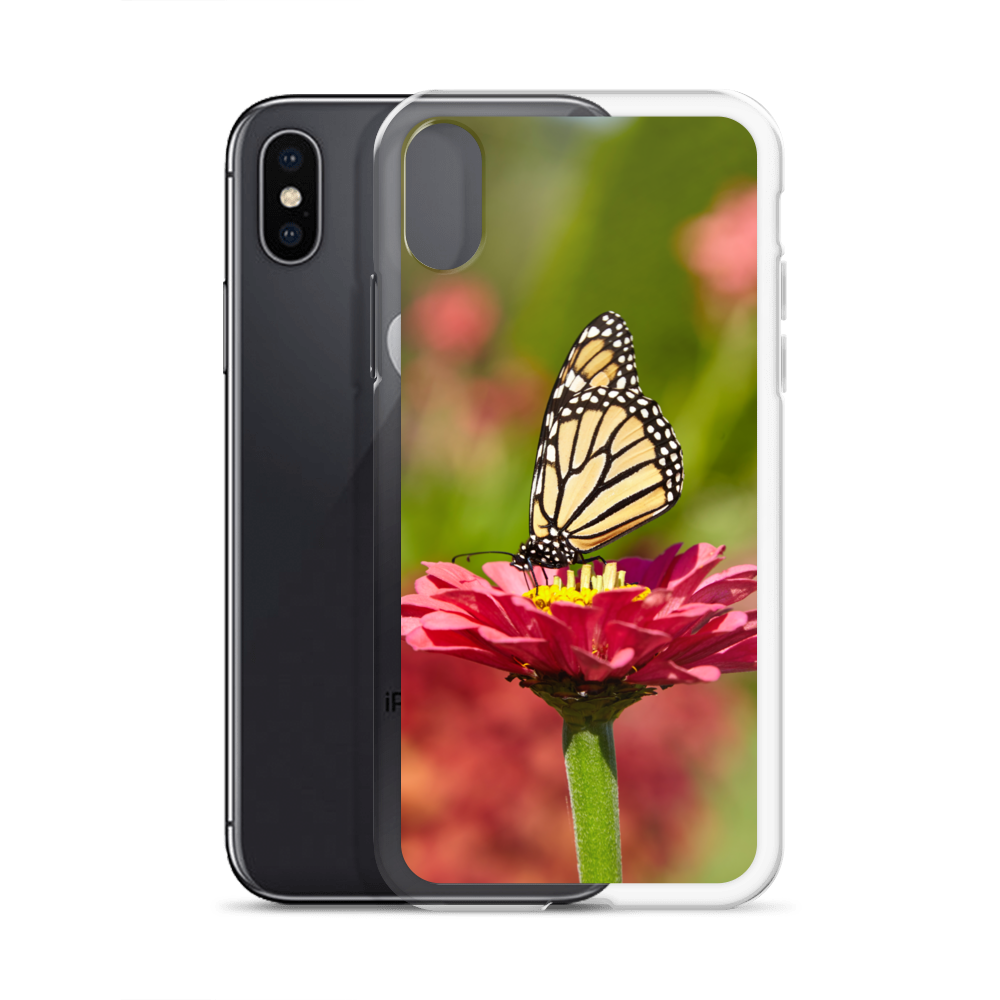 Monarch on Pink Zinnia Case for iPhone