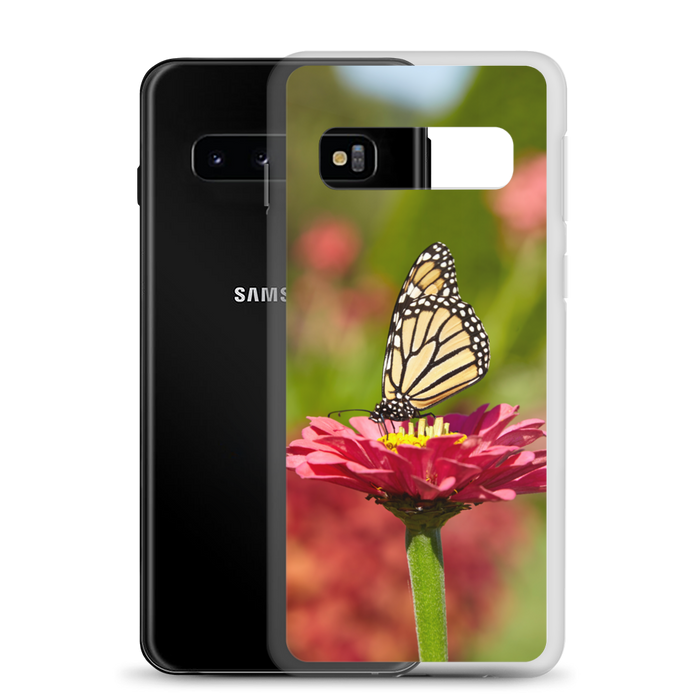 Monarch on Pink Zinnia Clear Case for Samsung