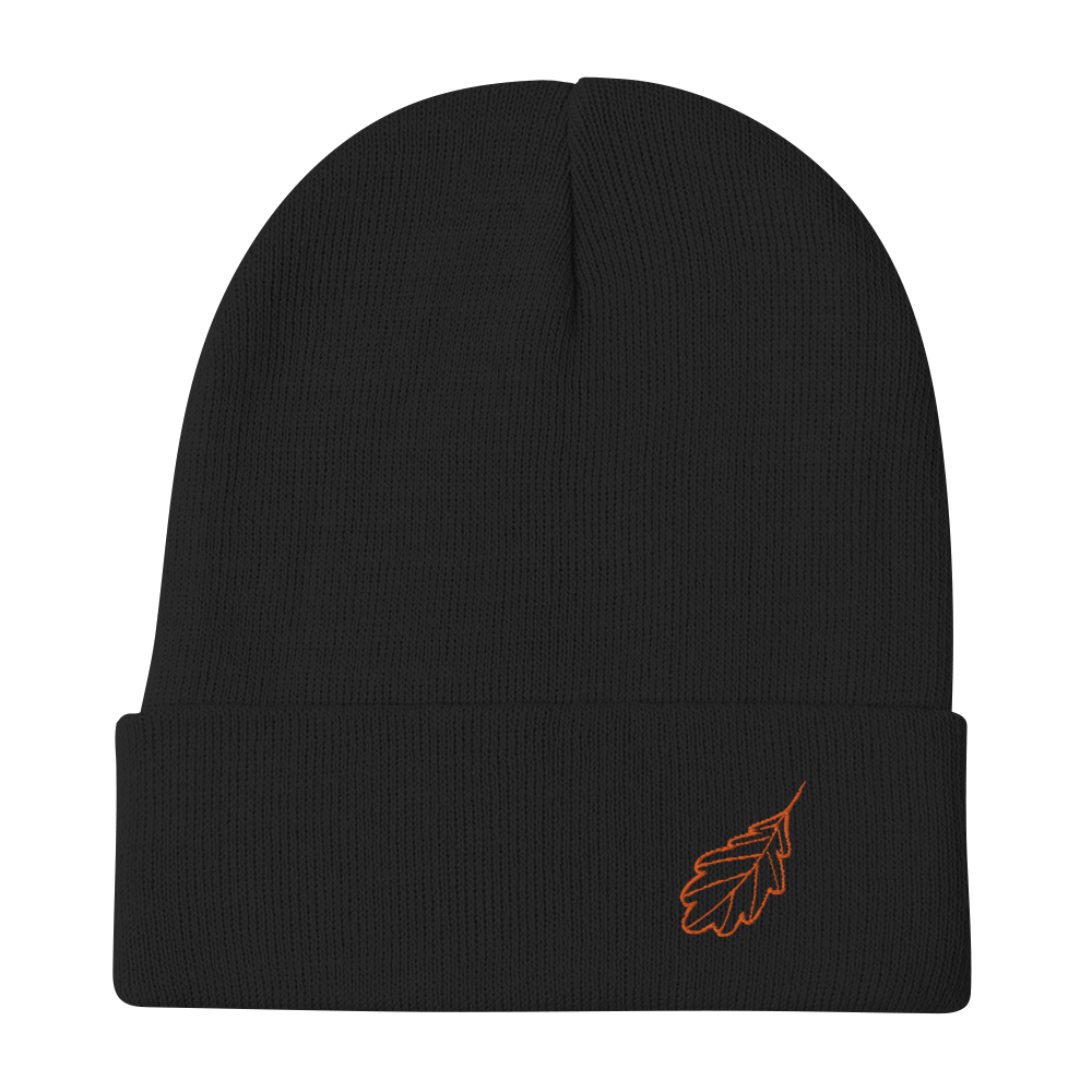 Oak Leaf Embroidered Beanie (Orange Thread)