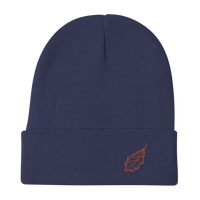 Oak Leaf Embroidered Beanie (Orange Thread)