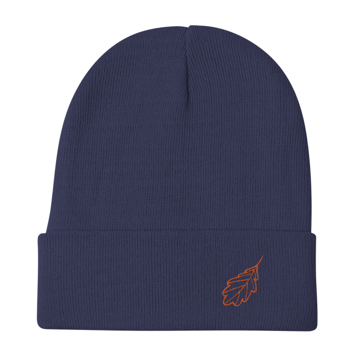 Oak Leaf Embroidered Beanie (Orange Thread)