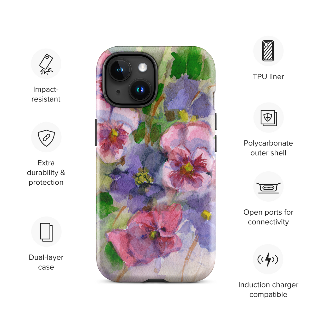 Watercolor Pansies Tough Case for iPhone®