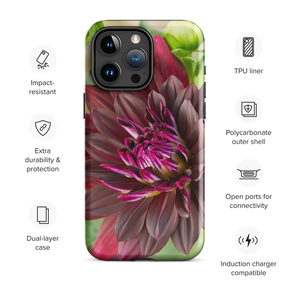 Black Dahlia Tough Case for iPhone®