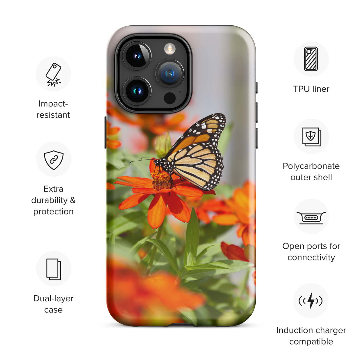 Monarch on Zinnia Tough iPhone Case