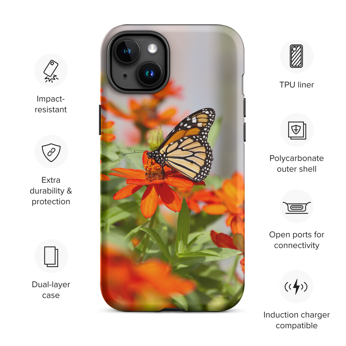 Monarch on Zinnia Tough iPhone Case