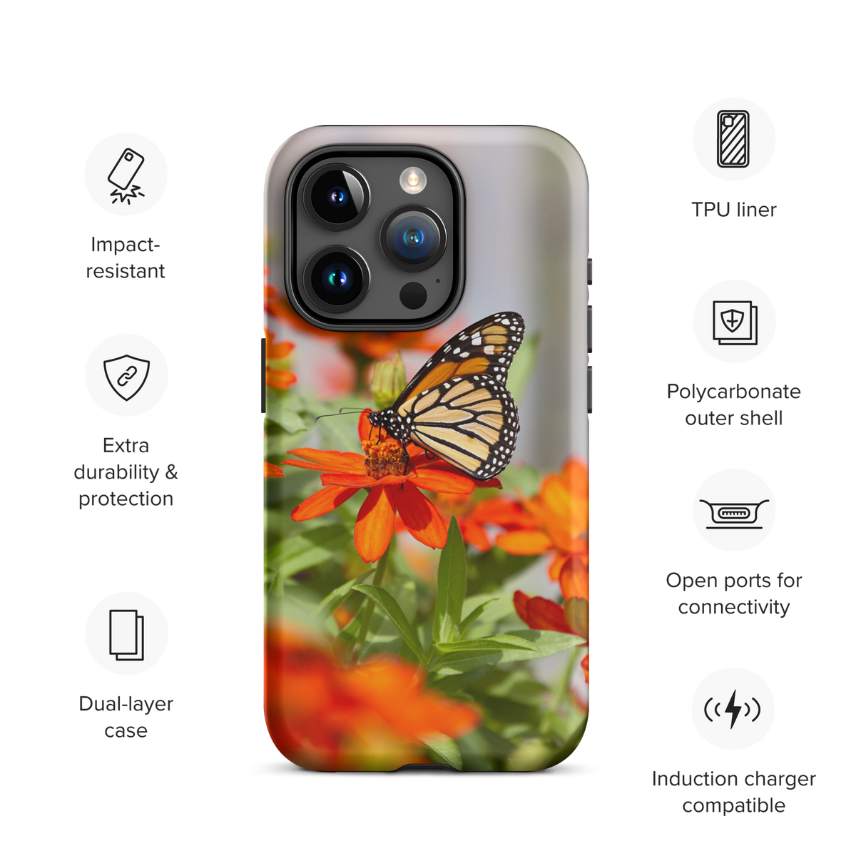 Monarch on Zinnia Tough iPhone Case