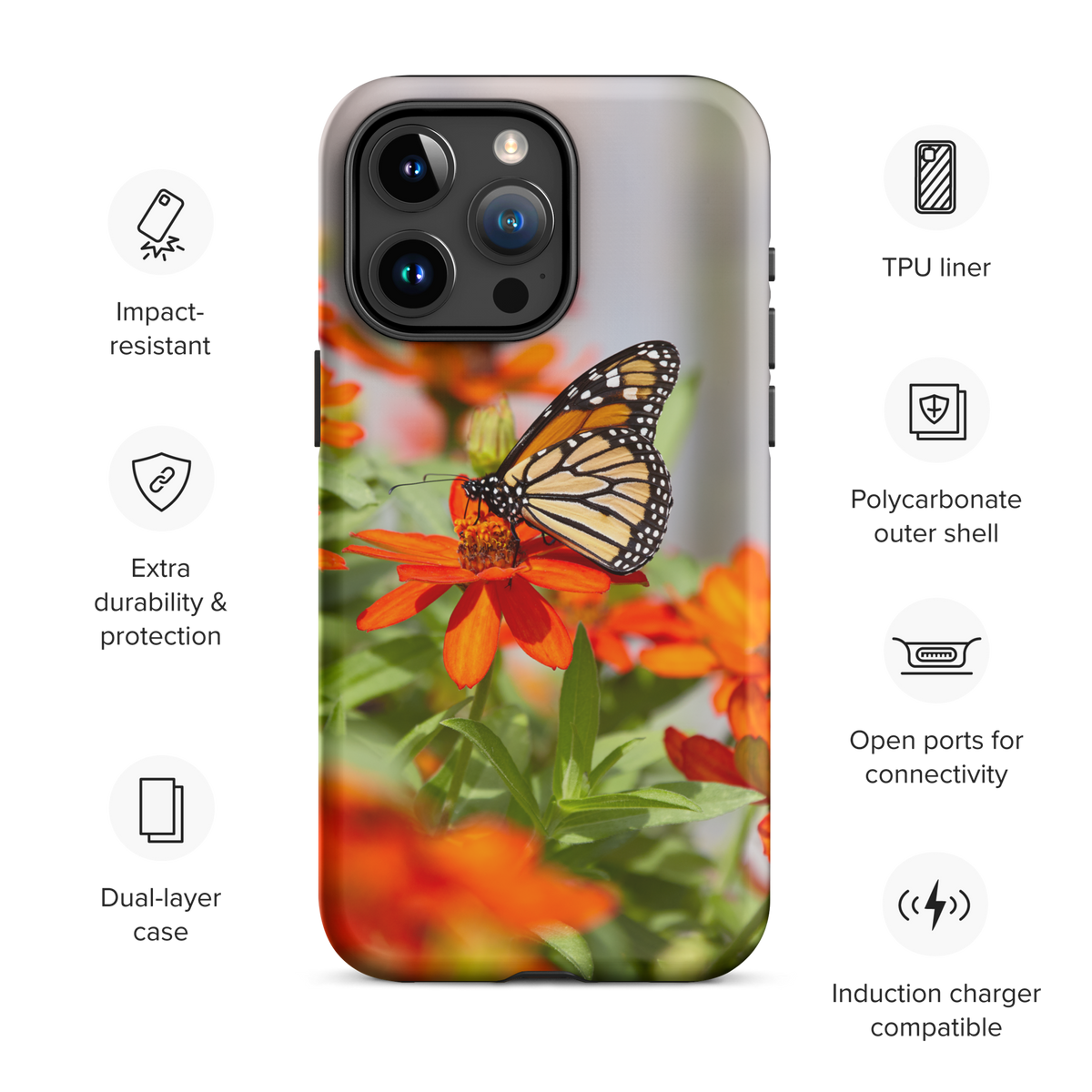 Monarch on Zinnia Tough iPhone Case