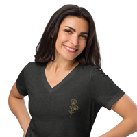 Floral Embroidered Women’s Relaxed V-Neck T-Shirt