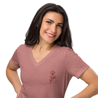 Floral Embroidered Women’s Relaxed V-Neck T-Shirt