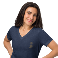 Floral Embroidered Women’s Relaxed V-Neck T-Shirt