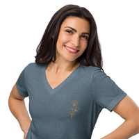 Floral Embroidered Women’s Relaxed V-Neck T-Shirt
