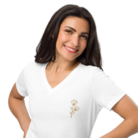 Floral Embroidered Women’s Relaxed V-Neck T-Shirt