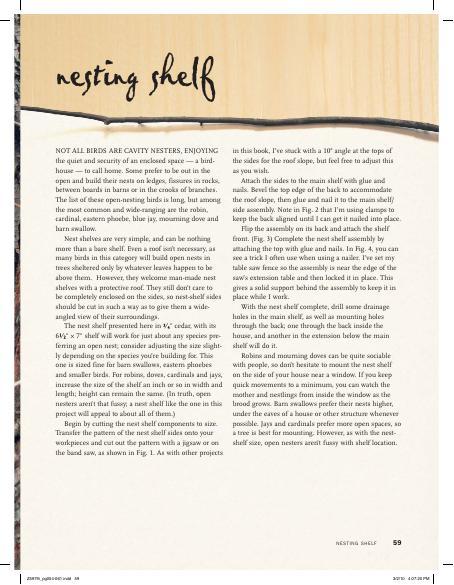 Bird Nesting Shelf Woodworking Plan