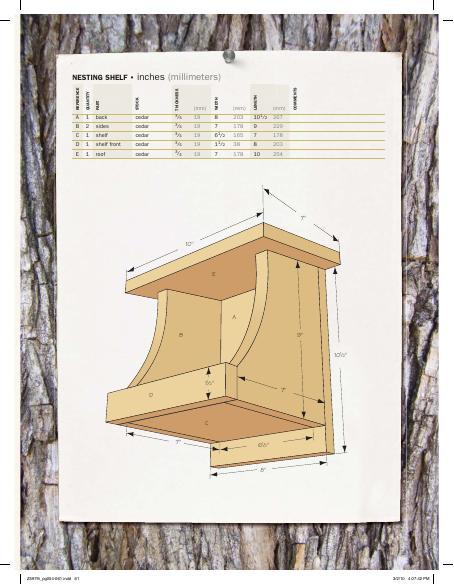 Bird Nesting Shelf Woodworking Plan
