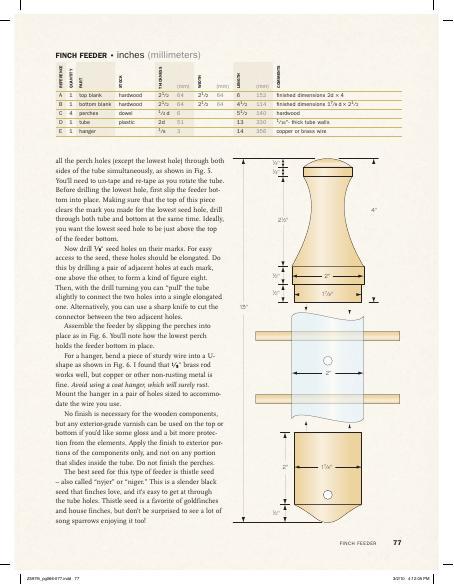 Finch Bird Feeder Project Plan