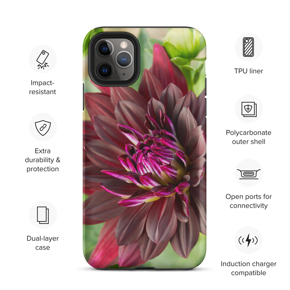 Black Dahlia Tough Case for iPhone®