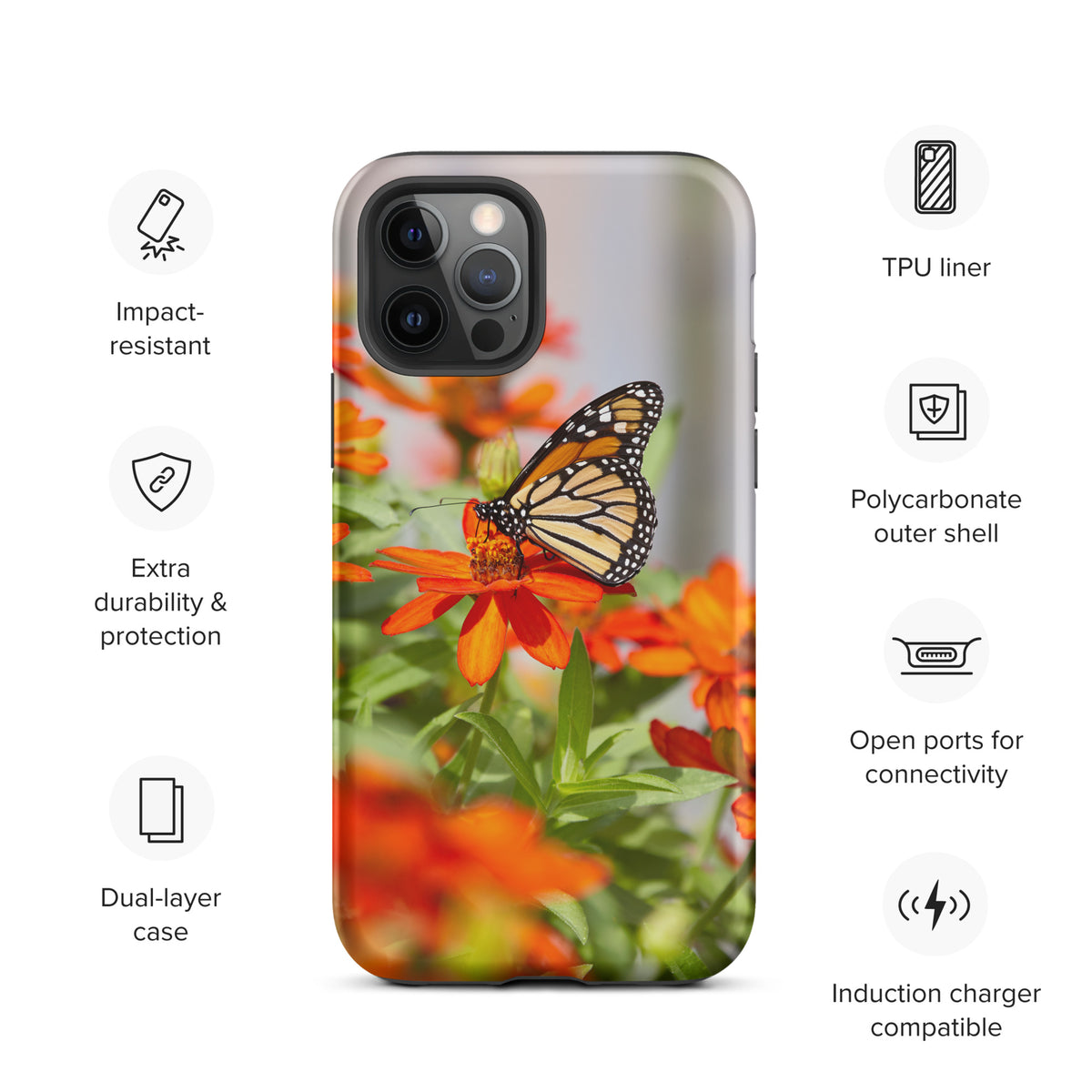 Monarch on Zinnia Tough iPhone Case