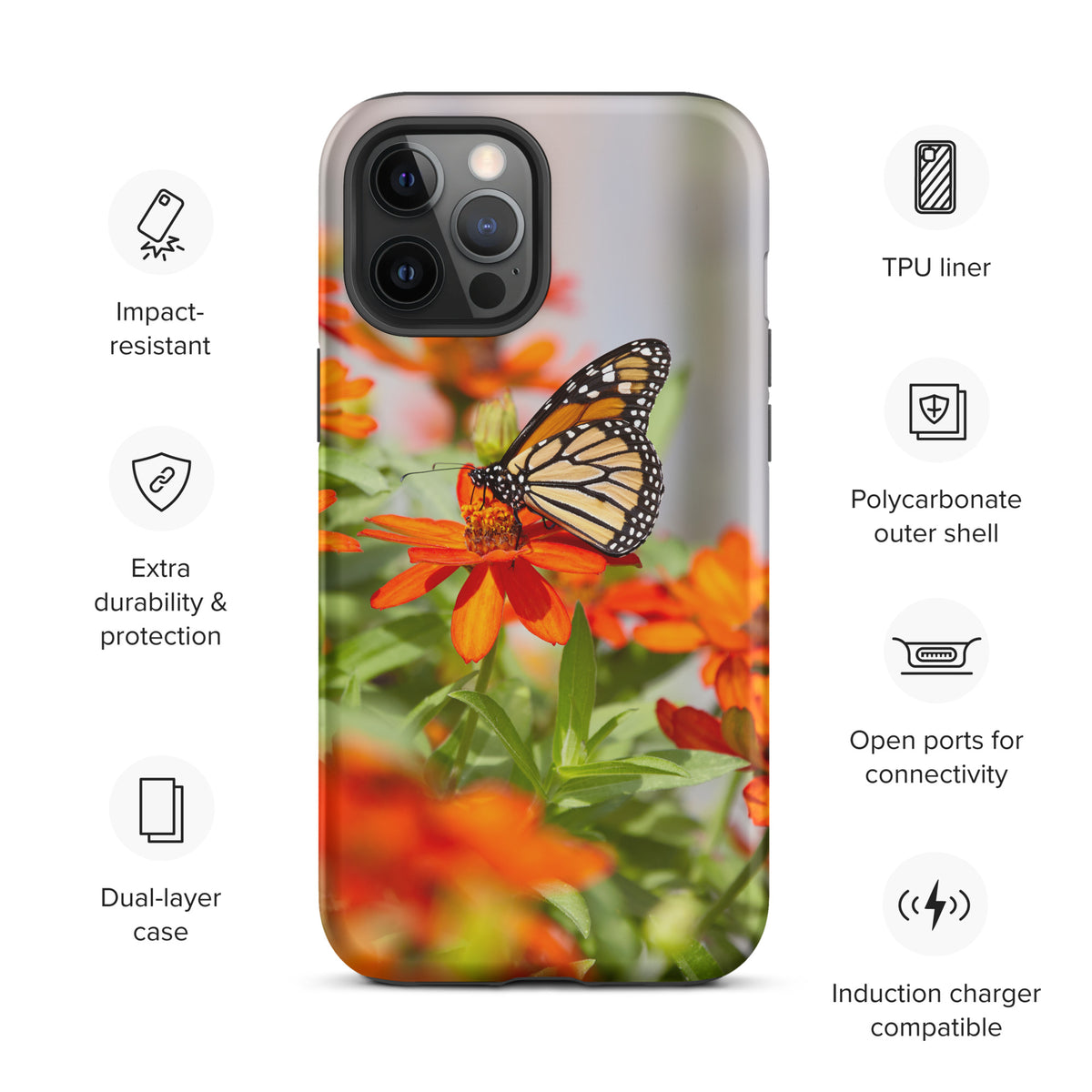 Monarch on Zinnia Tough iPhone Case