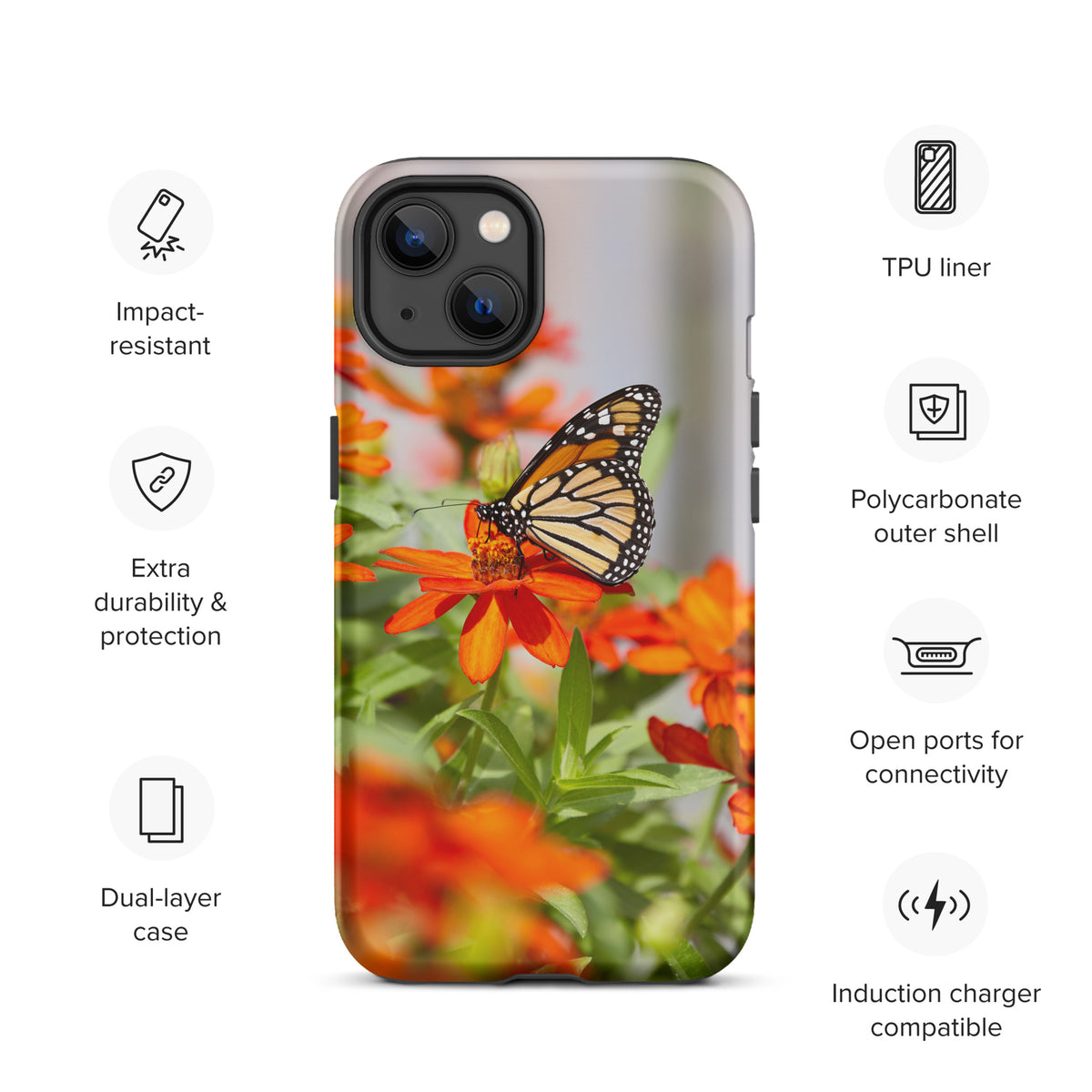 Monarch on Zinnia Tough iPhone Case