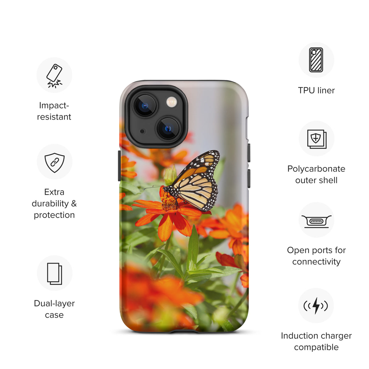 Monarch on Zinnia Tough iPhone Case