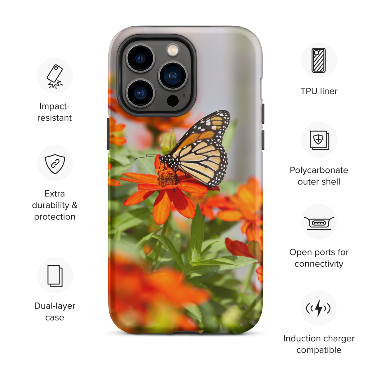 Monarch on Zinnia Tough iPhone Case