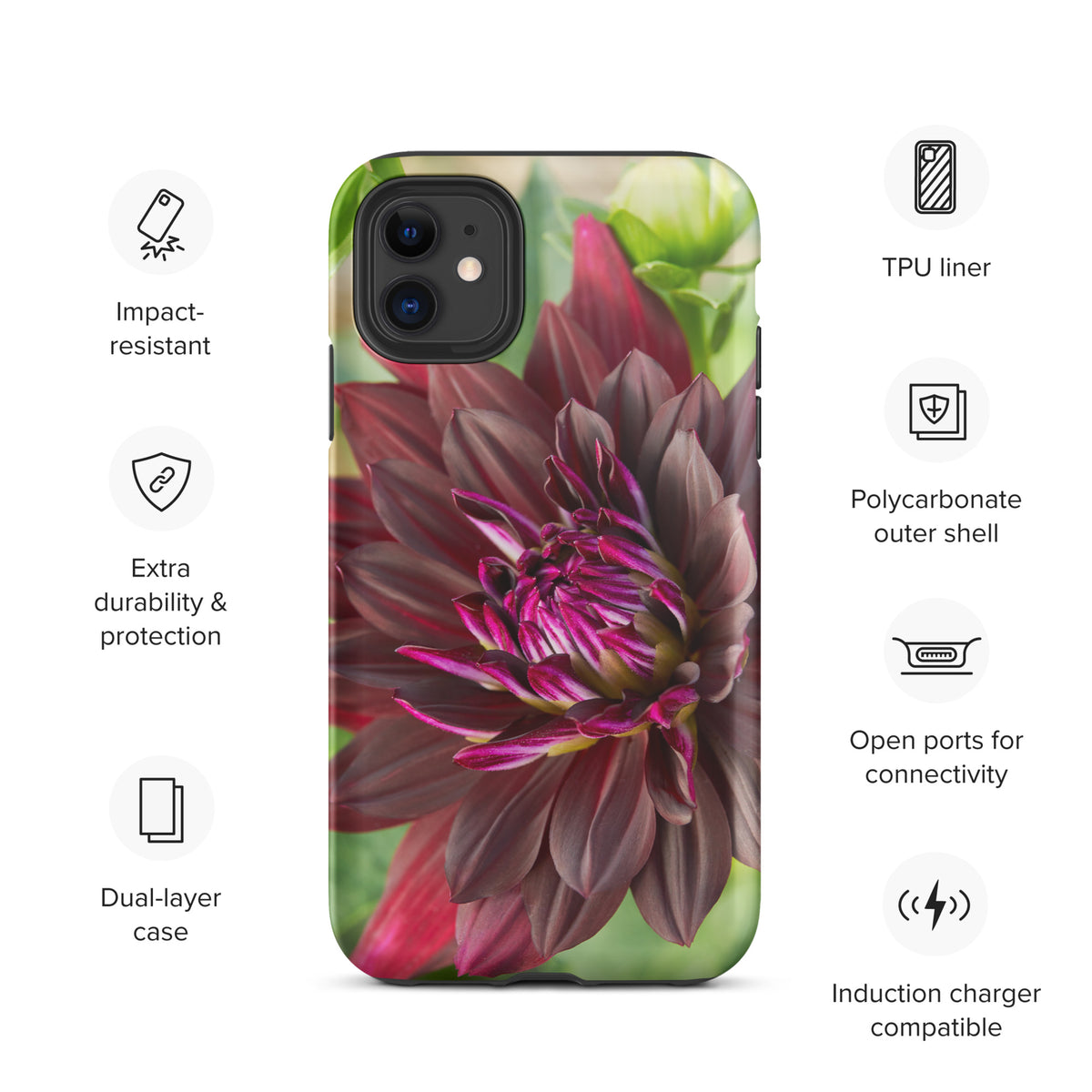 Black Dahlia Tough Case for iPhone®