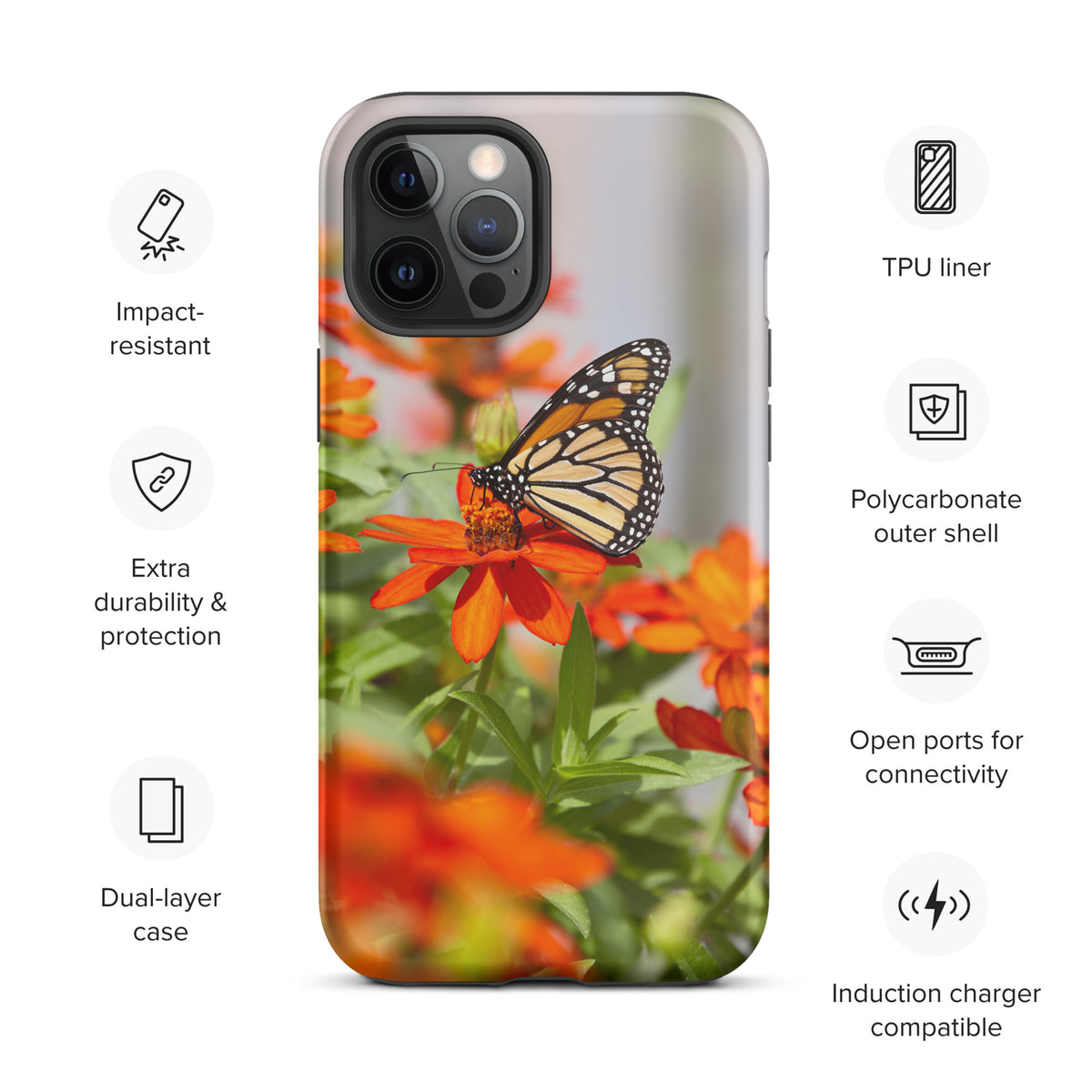 Monarch on Zinnia Tough iPhone Case