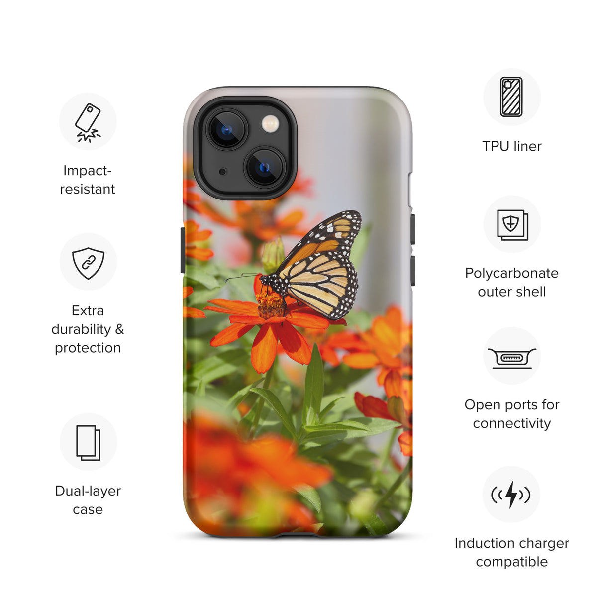 Monarch on Zinnia Tough iPhone Case