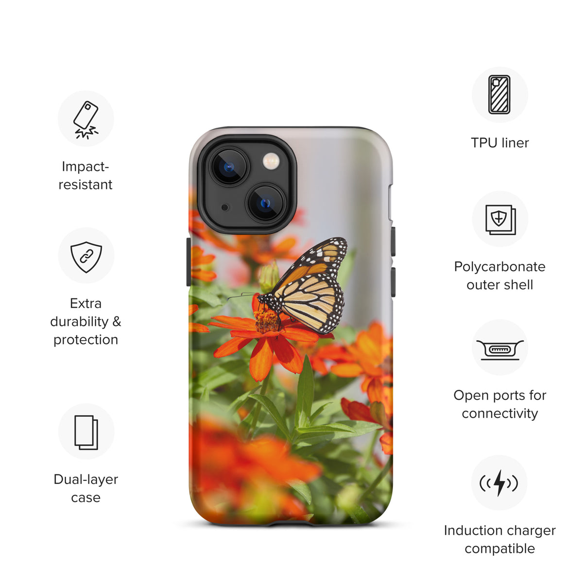 Monarch on Zinnia Tough iPhone Case