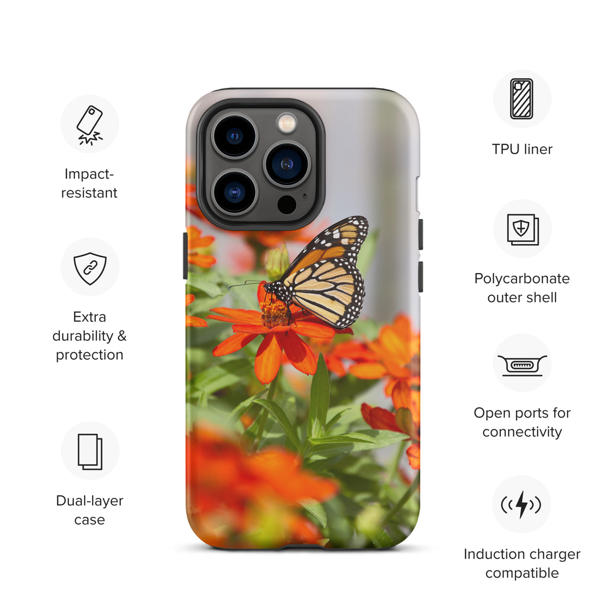 Monarch on Zinnia Tough iPhone Case