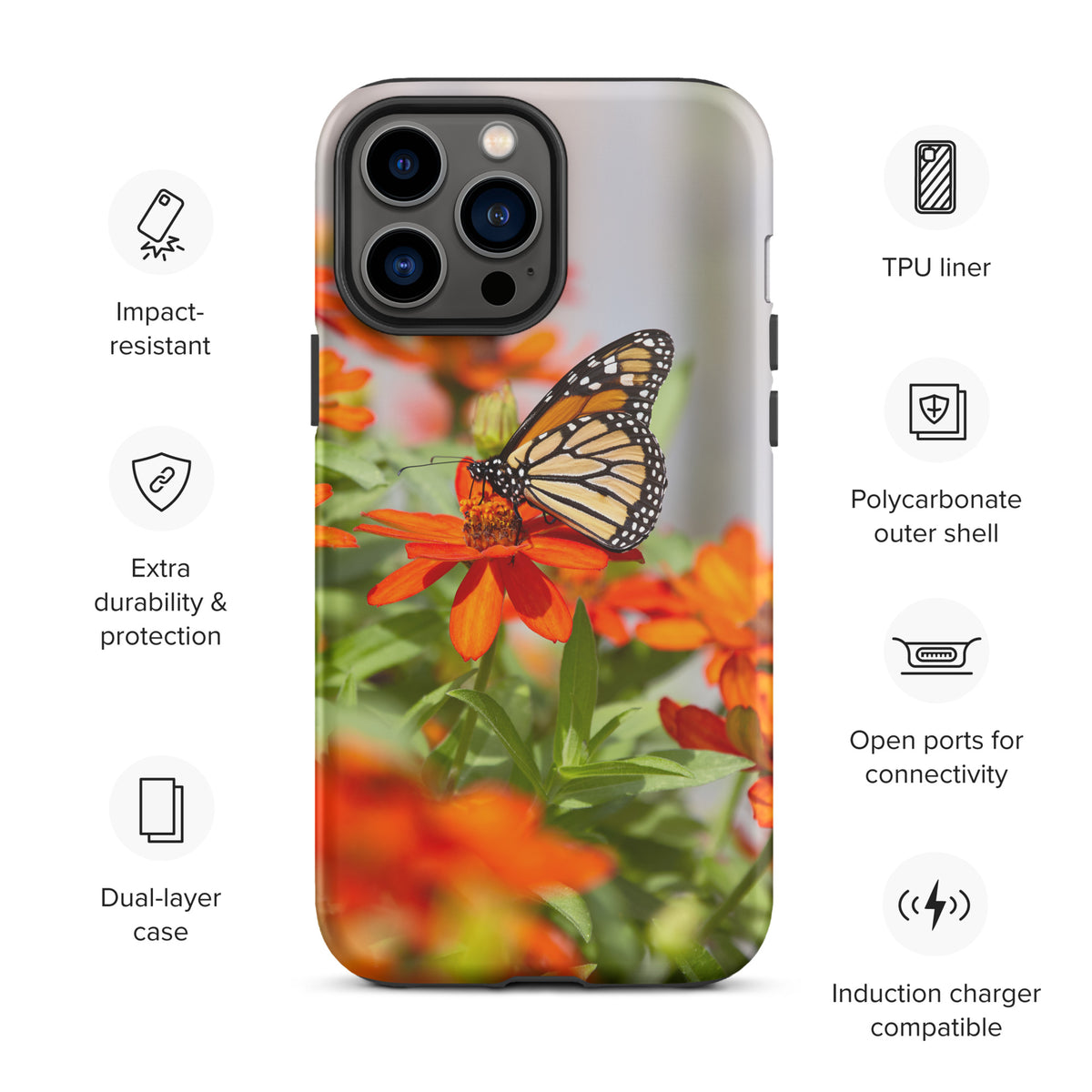 Monarch on Zinnia Tough iPhone Case