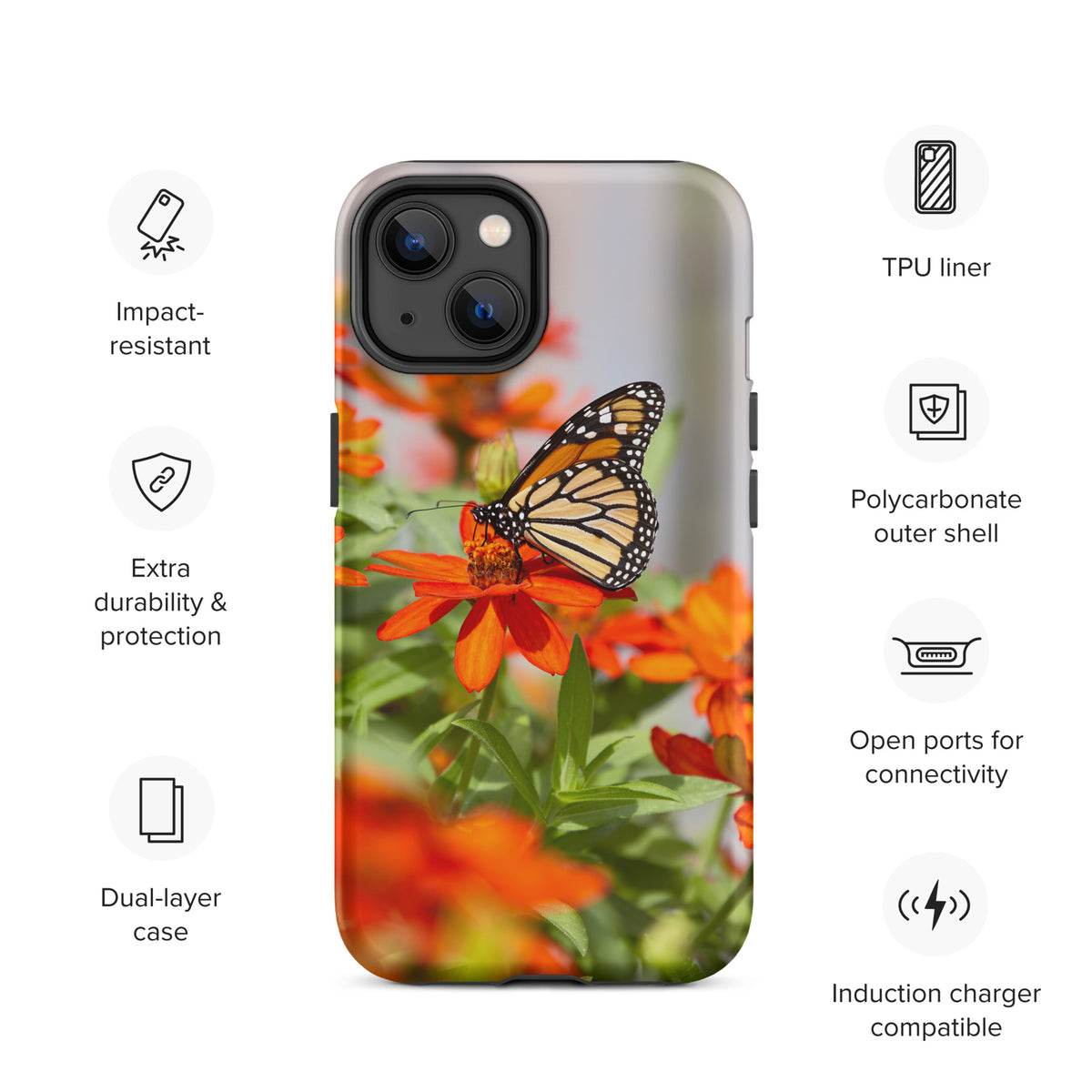 Monarch on Zinnia Tough iPhone Case