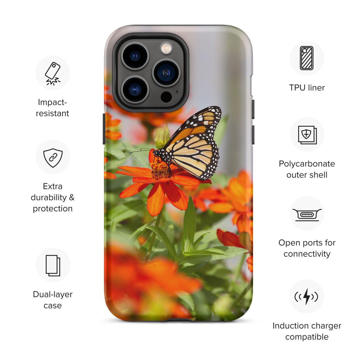 Monarch on Zinnia Tough iPhone Case