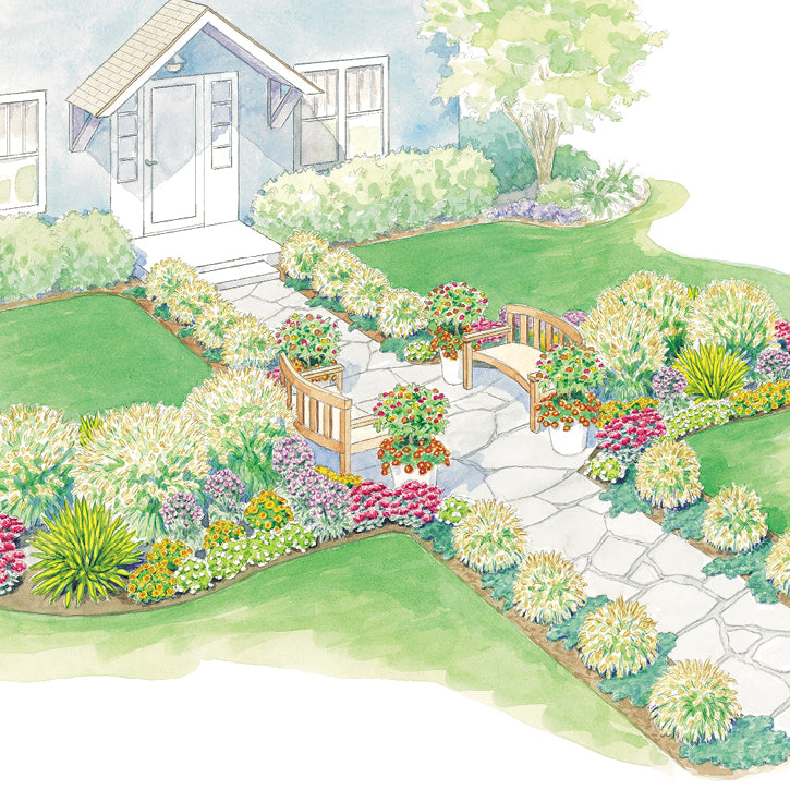 planting plans for front of house Drought-Tolerant Front Yard Garden Plan