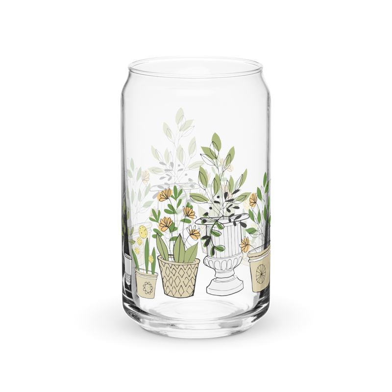 Container Garden Print Reusable Can-Shaped Glass