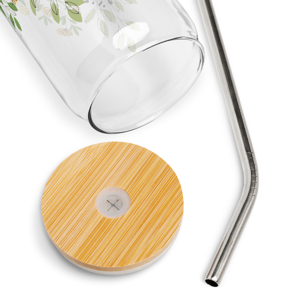 Container Garden Can-Shaped Glass with Reusable Lid & Straw