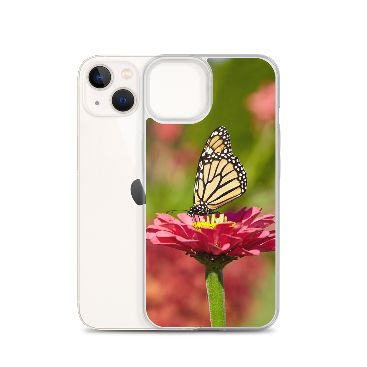 Monarch on Pink Zinnia Case for iPhone