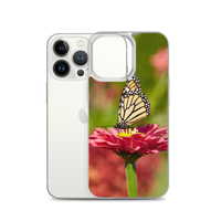 Monarch on Pink Zinnia Case for iPhone