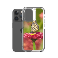Monarch on Pink Zinnia Case for iPhone