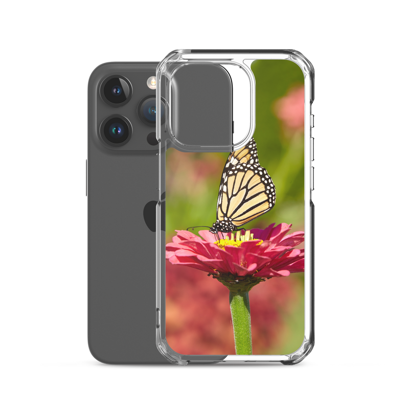 Monarch on Pink Zinnia Case for iPhone