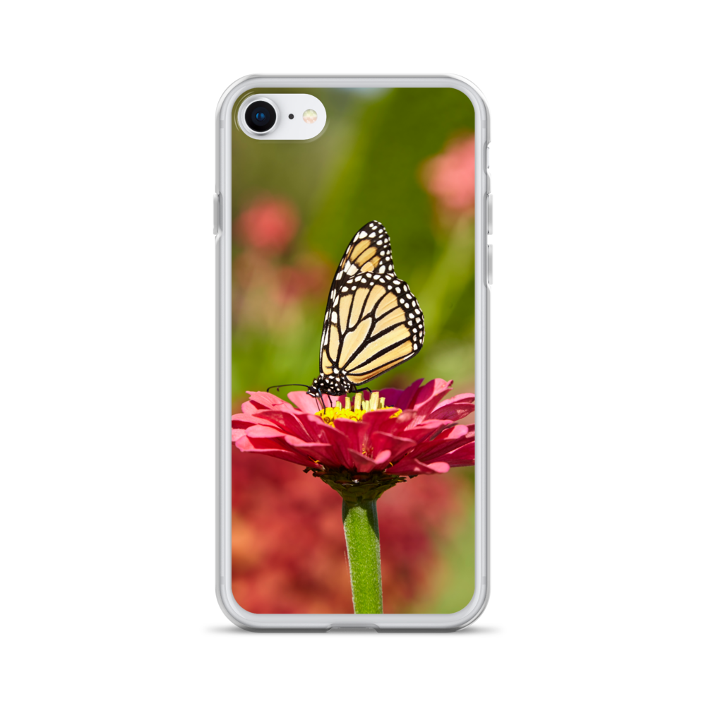 Monarch on Pink Zinnia Case for iPhone