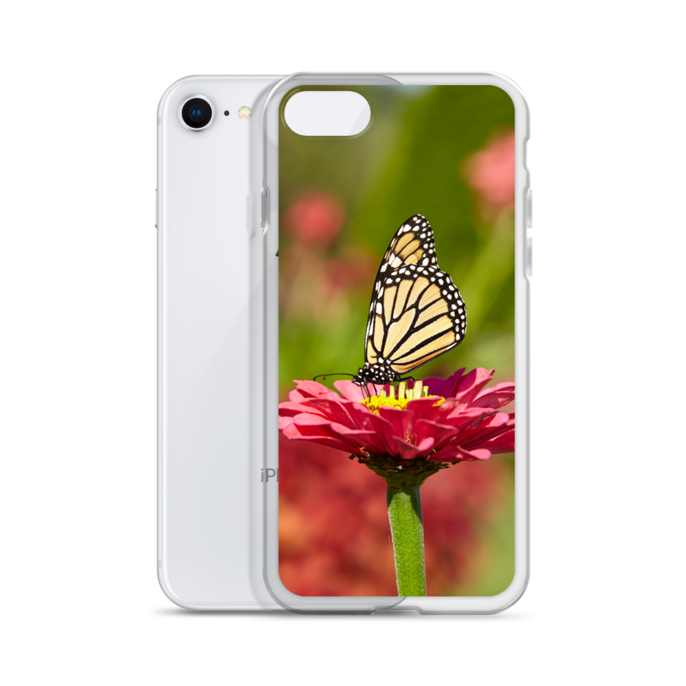 Monarch on Pink Zinnia Case for iPhone