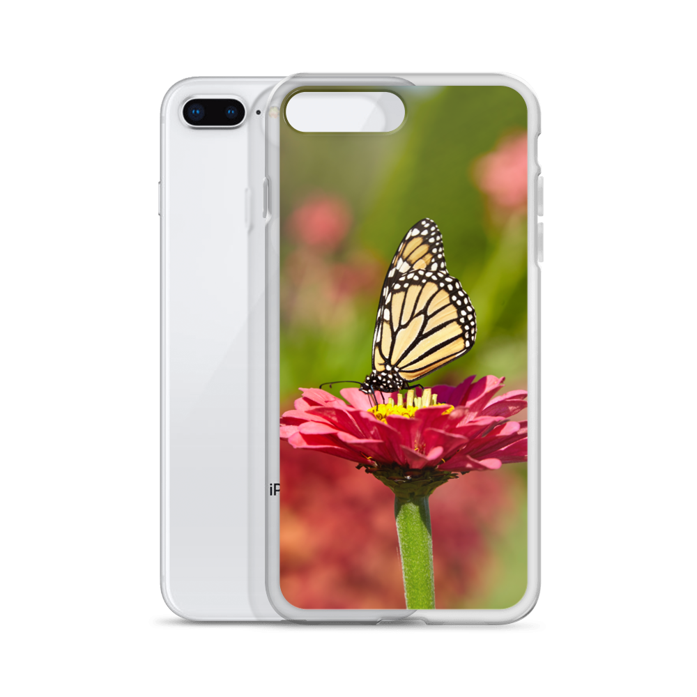 Monarch on Pink Zinnia Case for iPhone
