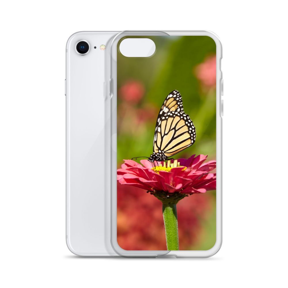 Monarch on Pink Zinnia Case for iPhone