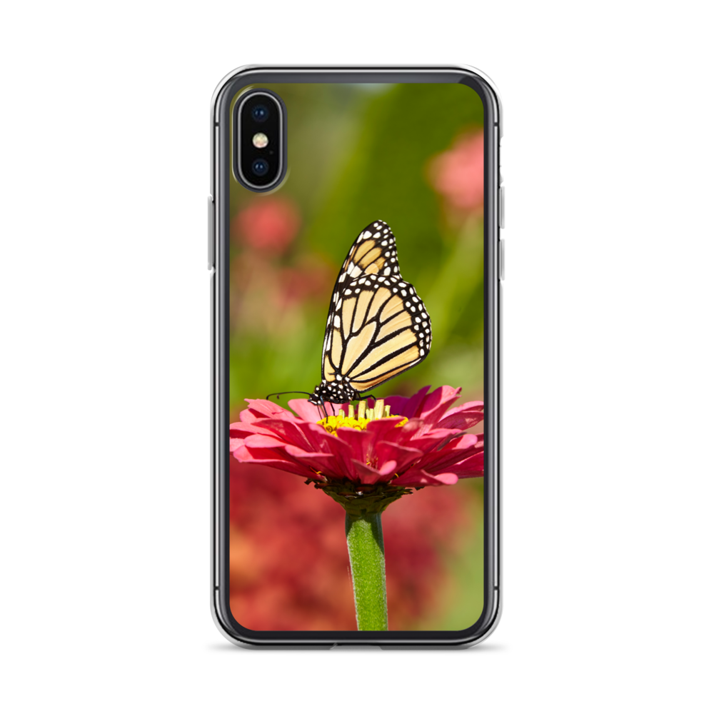 Monarch on Pink Zinnia Case for iPhone