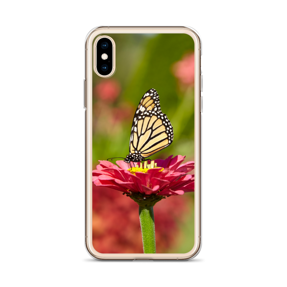 Monarch on Pink Zinnia Case for iPhone