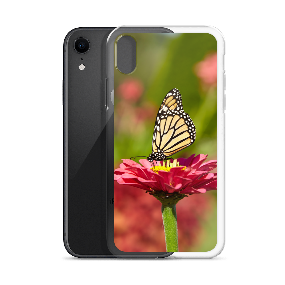 Monarch on Pink Zinnia Case for iPhone