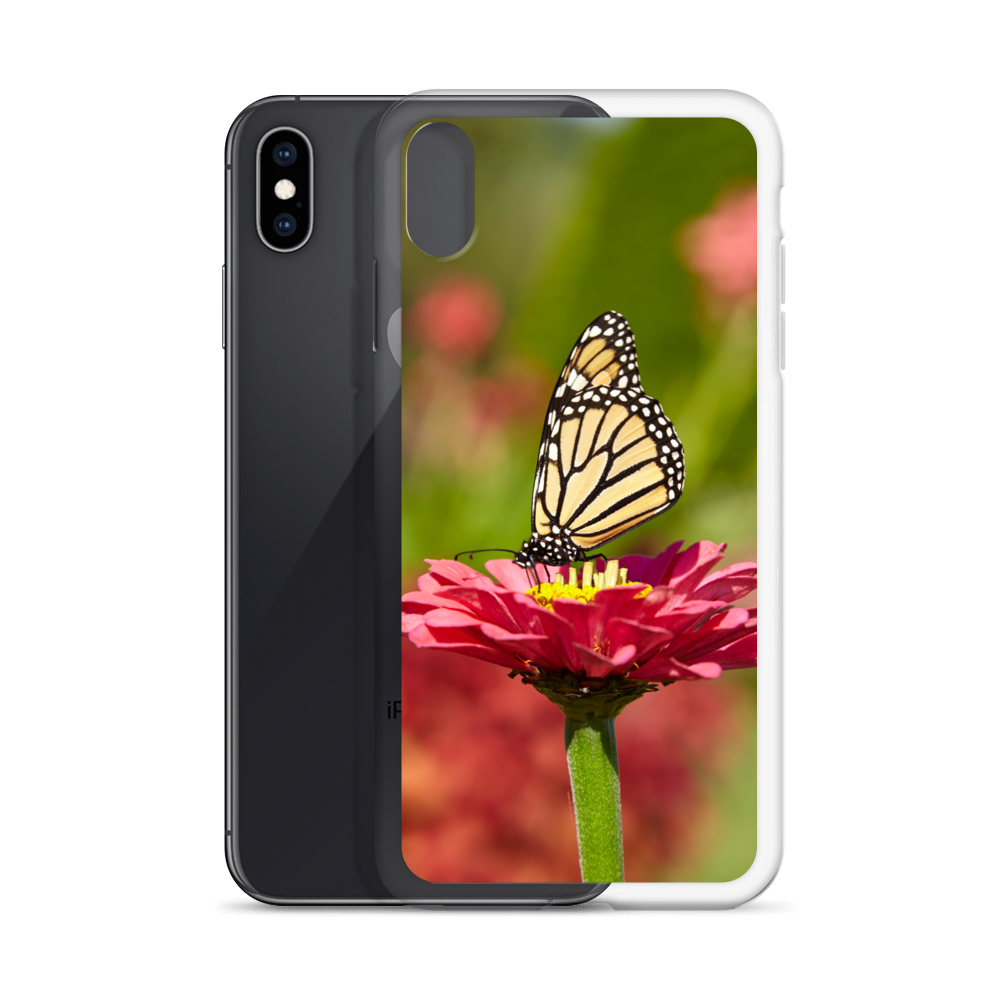 Monarch on Pink Zinnia Case for iPhone
