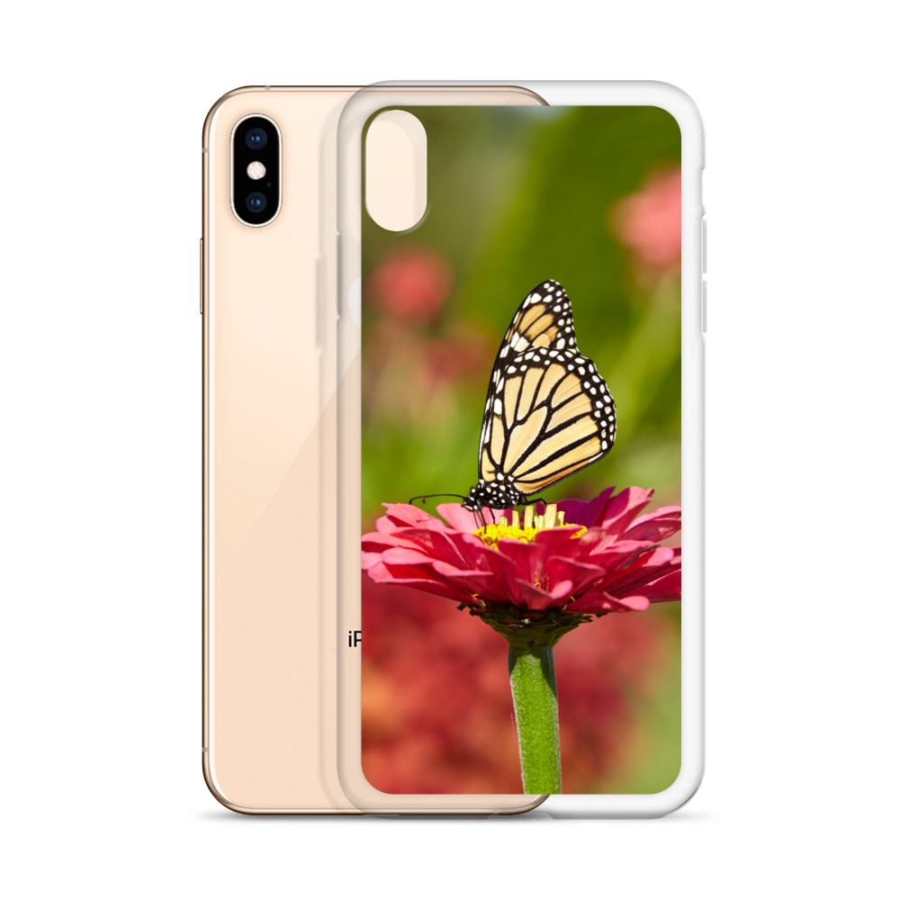 Monarch on Pink Zinnia Case for iPhone